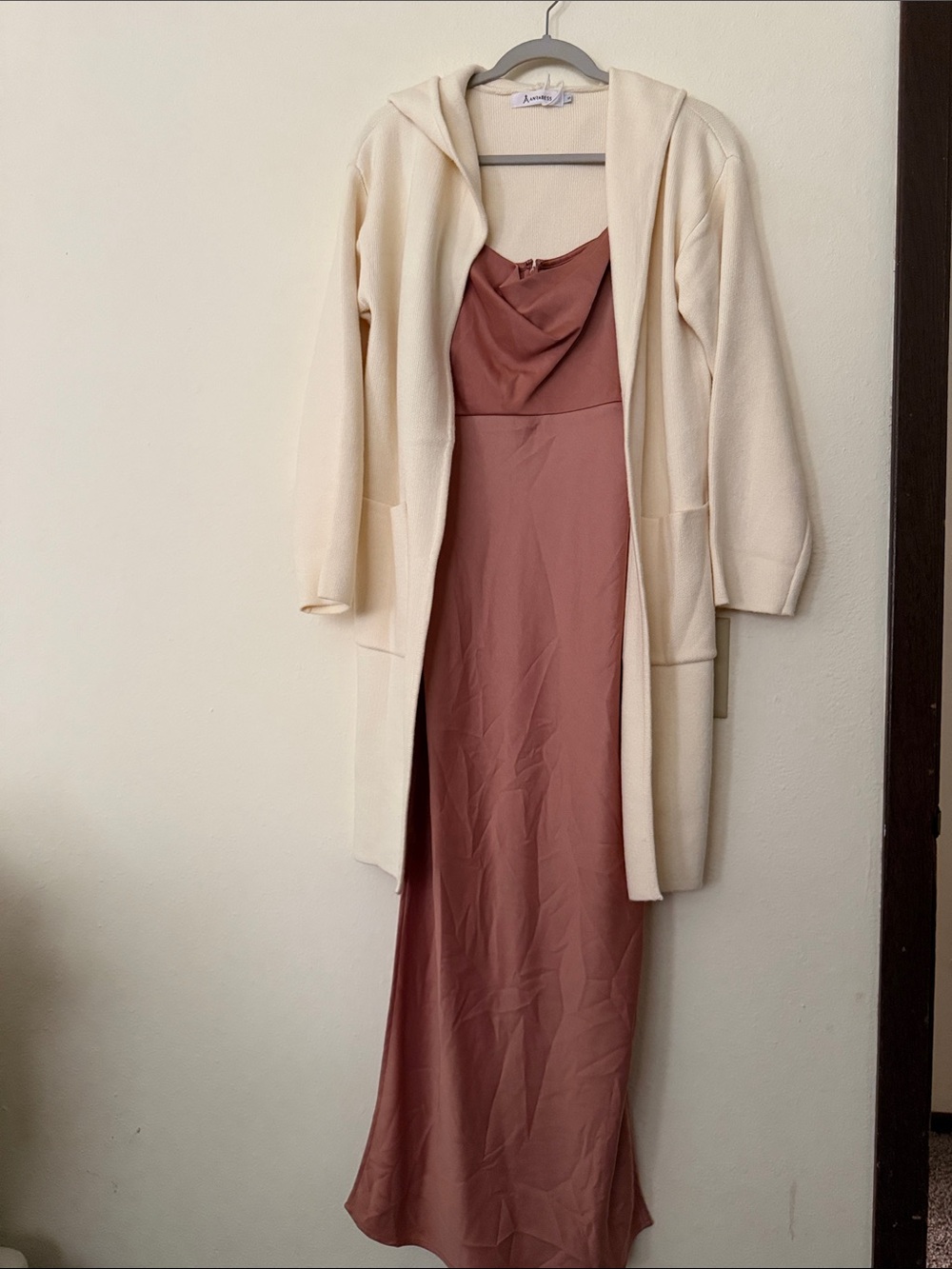 Elegant 2 for 1 deal Rose-Mauve Slip Dress with Cowl Neck
